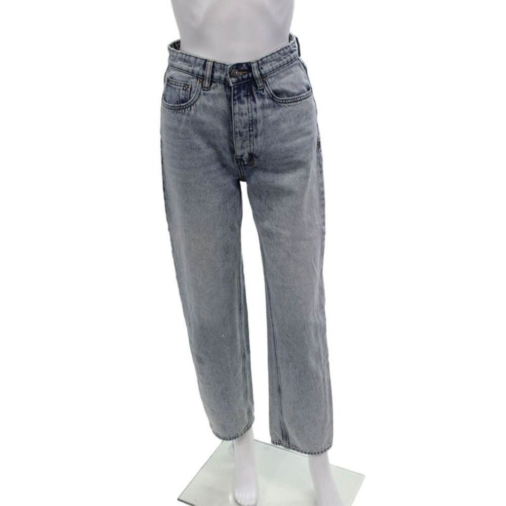 Tsubi Womens Cotton Light Wash High-Rise Buttoned Straight Jeans Blue Size 26